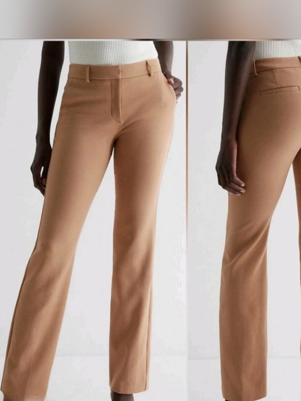 Express Tan Straight-Leg Dress Pants